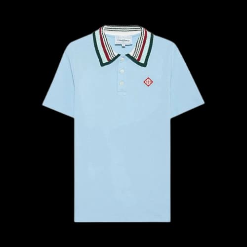 Casablanca Mint Stripe Knit Collar Polo Shirt 'Pale Blue'