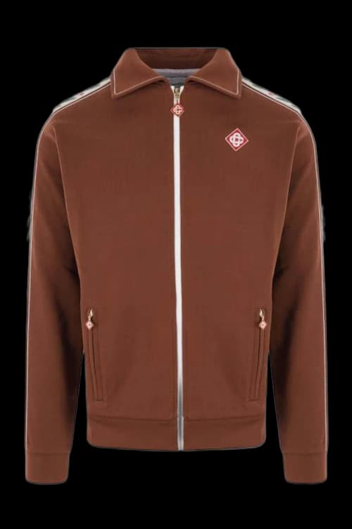 Casablanca Laurel Technical Jersey Full-Zip Sweatshirt Brown