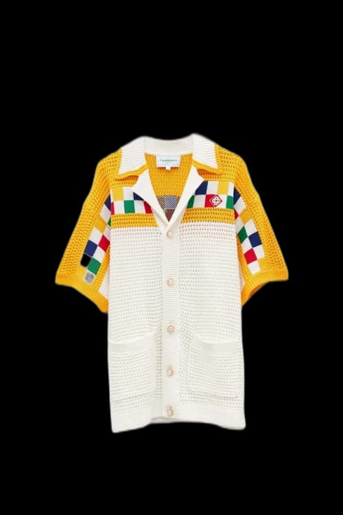 Casablanca Faux Crochet Shirt White/Yellow