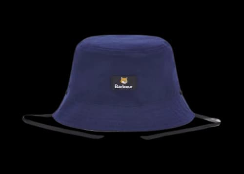 Maison Kitsune x Barbour Reversible Bucket Hat Black Melange