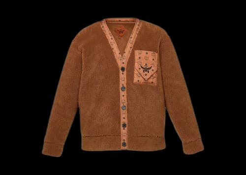 MCM Monogram Pocket Fleece Cardigan Jacket Brown
