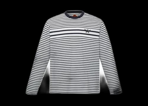 MCM Logo Stripe Long Sleeve T-shirt White Black