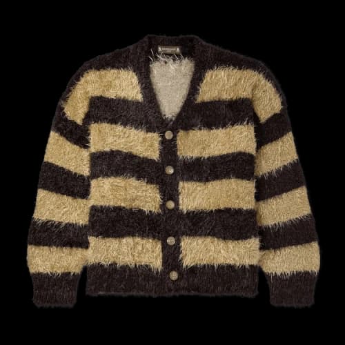 Mastermind Microfiber Striped Cardigan 'Brown/Camel'