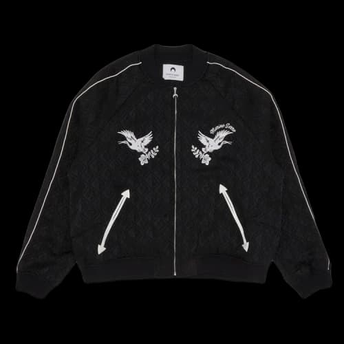 Marine Serre Jacquard Viscose Bomber Jacket 'Black'