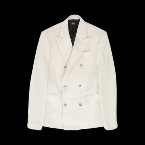 Amiri Boiled Wool Double Breasted Jacket 'Alabaster'