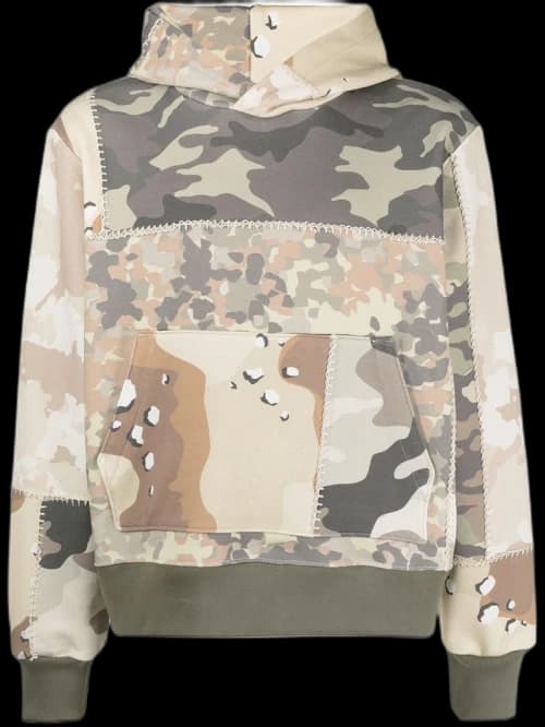 AMIRI Patchwork Camoflage Terry Hoodie Beige