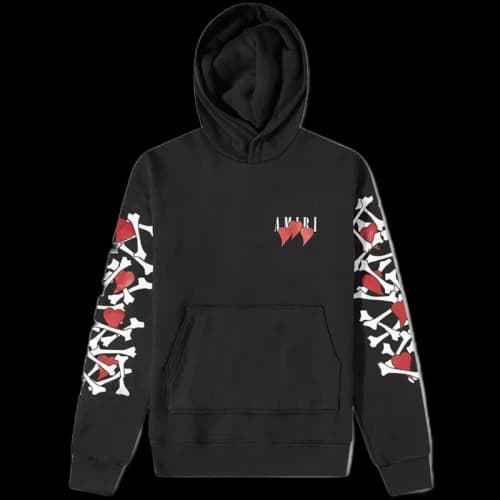 AMIRI 3 Hearts Bones Hoodie Black