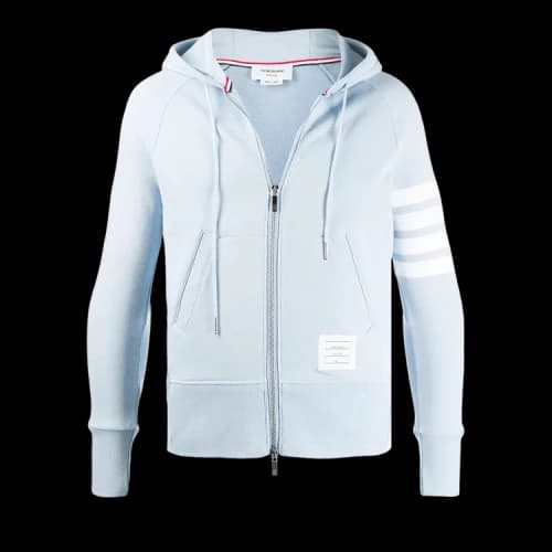 Thom Browne 4 Bar Classic Loopback Full Zip Hoodie 'Light Blue'