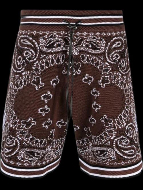 AMIRI Bandana Crochet Basketball Shorts Dark Brown