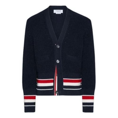 THOM BROWNE Half Cardigan Stotch Cotton Rwb Cardigan 'Black'