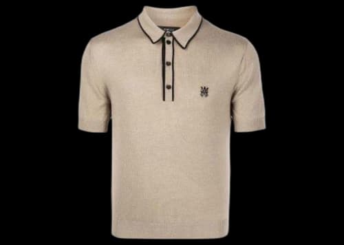 AMIRI Contrast Trim Polo Oatmeal
