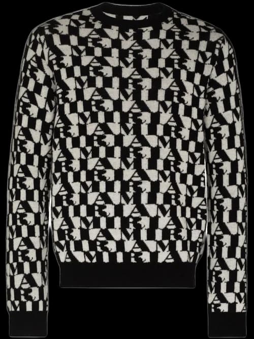 AMIRI Logo Jacquard Cashmere Sweater Black/White