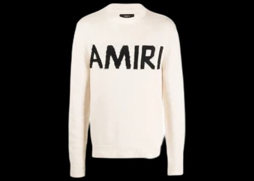 AMIRI Monogram Intarsia Crewneck Sweater Cream