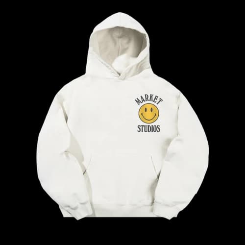Market Smiley Upside Down Lockup Hoodie 'White'