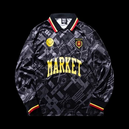 Market Smiley International Flags Long-Sleeve Soccer Jersey 'Black/Grey'