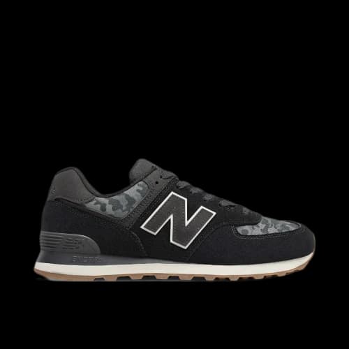 New Balance 574 Black Grey Camo Gum