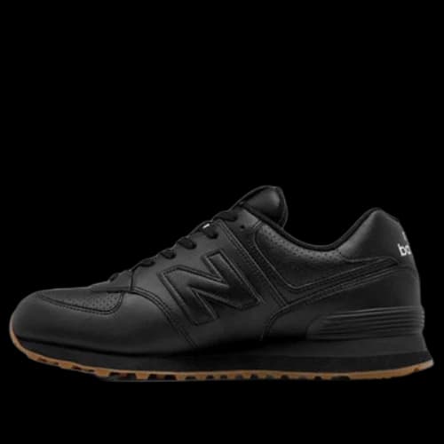 New Balance 574 Leather Shoes 'Black Silver'