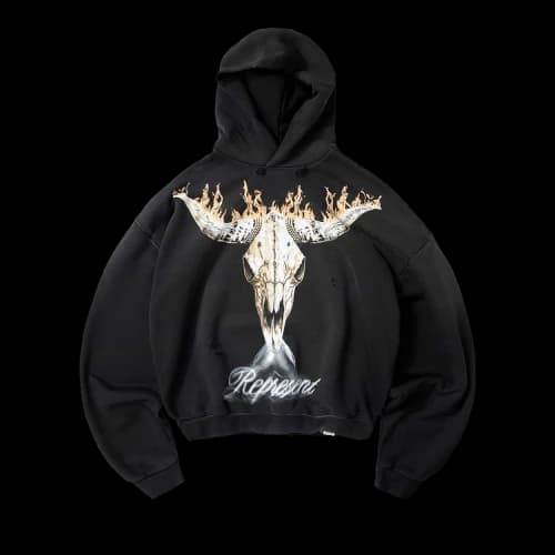 Represent Clo British Cowboys Hoodie 'Stained Black'