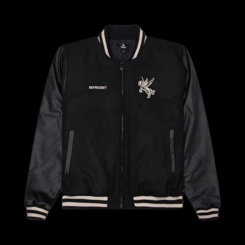 Represent Clo Mascot Wool Varsity Jacket 'Jet Black'