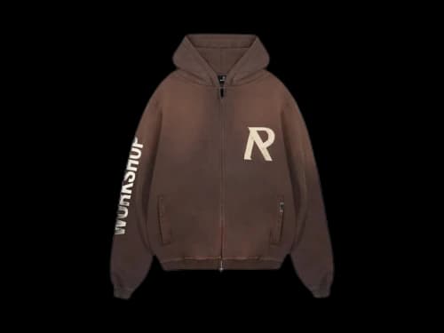 Represent Masking Tape Initial Zipped Hoodie Cedar