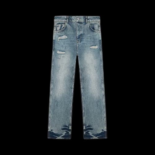 Represent Clo R3 Distressed Baggy Jeans 'Blue/Cream'