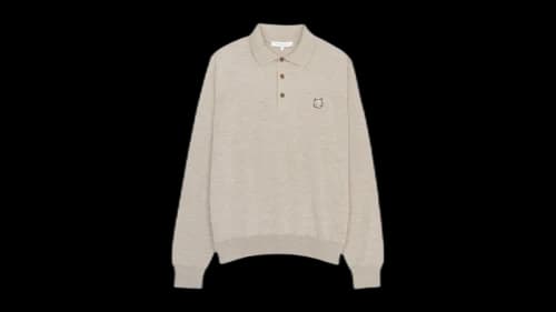 Maison Kitsune Bold Fox Head Collar Knitwear Beige