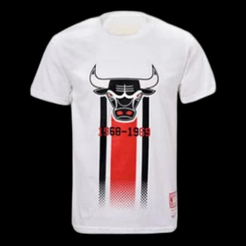 Mitchell & Ness NBA Series Chicago Bulls Printing Short Sleeve Couple Style White
