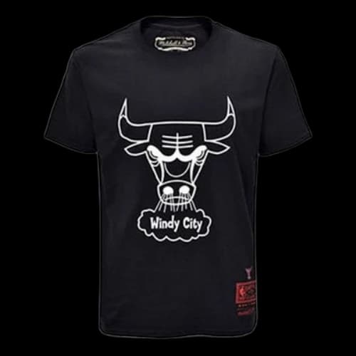 Mitchell & Ness NBA Series Chicago Bulls Printing Short Sleeve Couple Style Black
