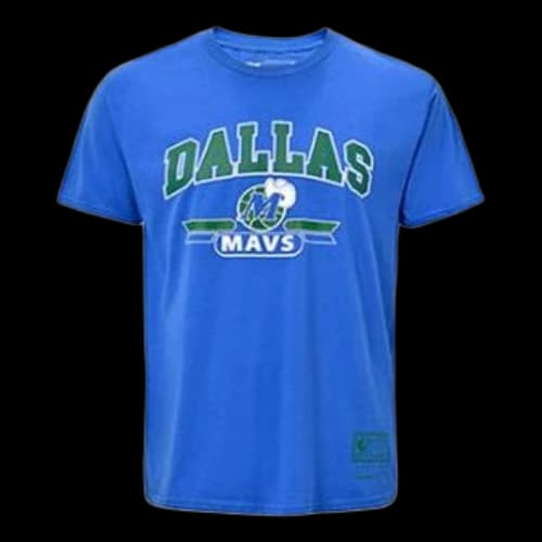 Mitchell Ness NBA Series Mavericks Printing Short Sleeve Couple Style Blue
