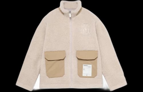 Mitchell & Ness Branded Sherpa Fleece Jacket 'Off White'