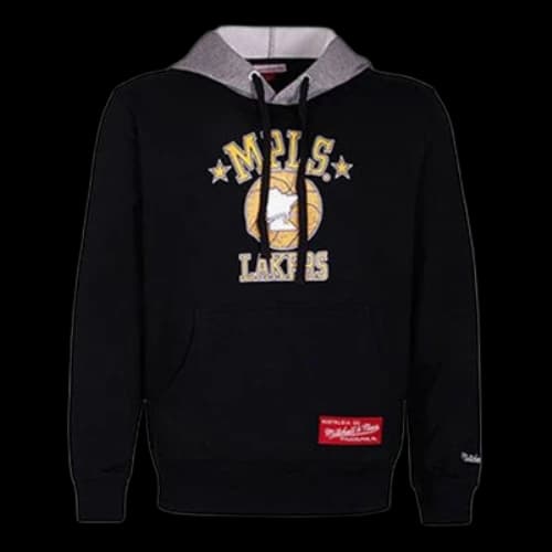 Mitchell & Ness Lakers Team Retro Logo hooded Pullover Sports Couple Style Black