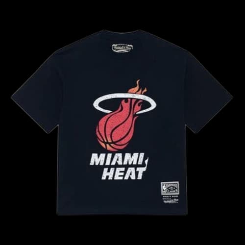 Mitchell & Ness x NBA Miami Heat Throwback Logo T-shirt 'Black'