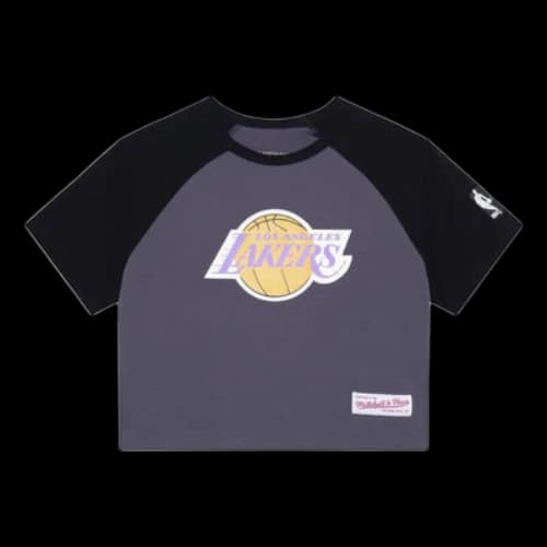 Mitchell & Ness x NBA Los Angeles Lakers Short Board T-shirt 'White Black' (Women's)