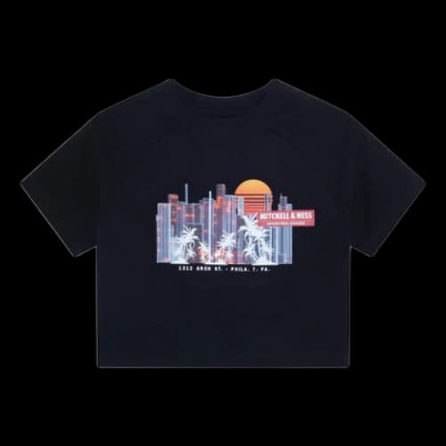 Mitchell & Ness x NBA Phila City View Short Board T-shirt 'Black' (Women's)