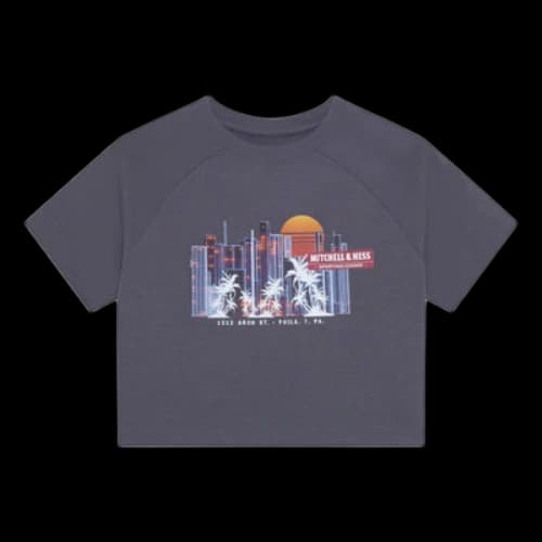 Mitchell & Ness x NBA Phila City View Short Board T-shirt 'Grey' (Women's)