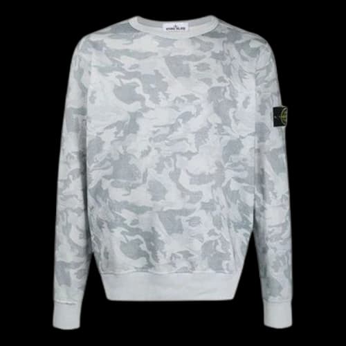 STONE ISLAND Camouflage Printing Pullover Gray White