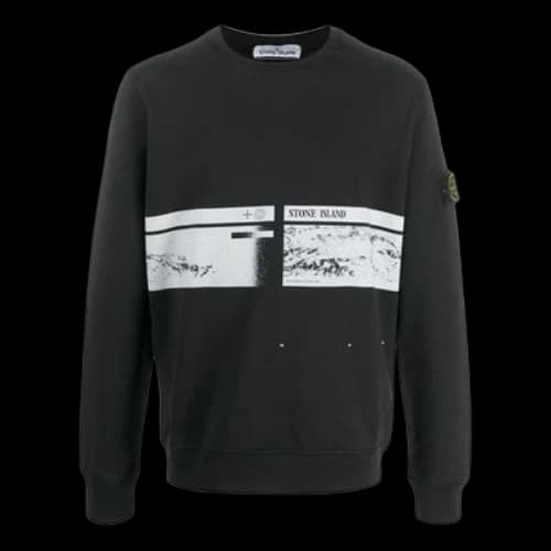 STONE ISLAND Printing Round Neck Pullover Black