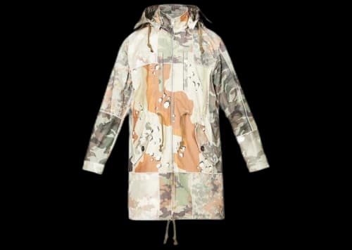 AMIRI Hooded Camo Print Cotton Parka Green