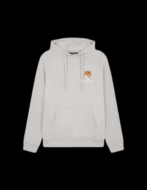 Maison Kitsune Barbour x MK Fox Head Hoodie Grey