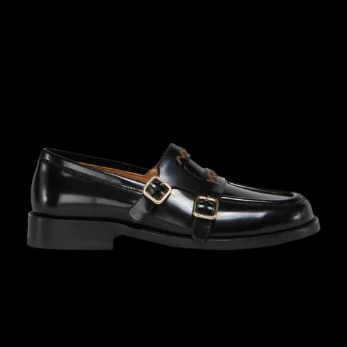 Marni Double Buckle Leather Moccasin 'Black' (Women's)