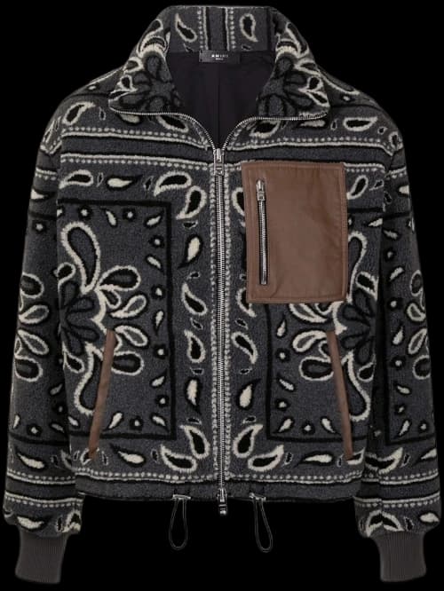 AMIRI Bandana Print Fleece Jacket Black