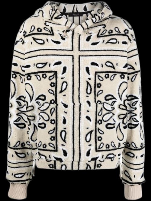 AMIRI Bandana Print Fleece Hoodie Natural