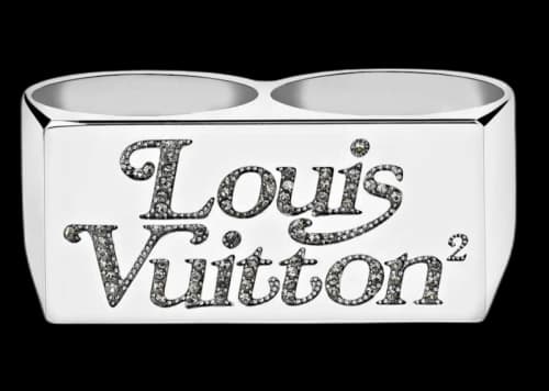 Louis Vuitton x Nigo Squared Strass Double Ring Silver