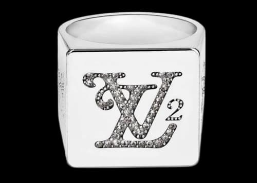 Louis Vuitton x Nigo Squared Strass Ring Silver