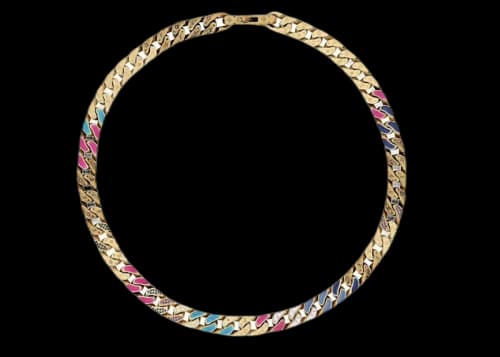 Louis Vuitton Chain Links Patches Necklace Gold Multi