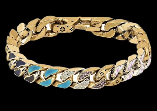Louis Vuitton Chain Links Patches Bracelet Gold Multi