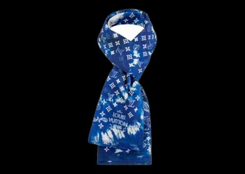 Louis Vuitton Monogram Bandana Stole Scarf Bleached Blue