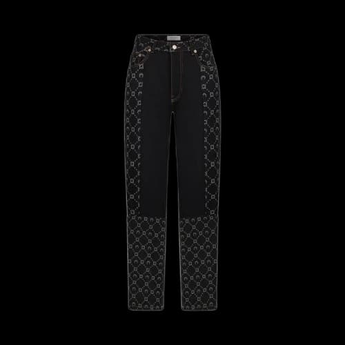 Marine Serre Regenerated Denim Slim Fit Pants 'Blue'