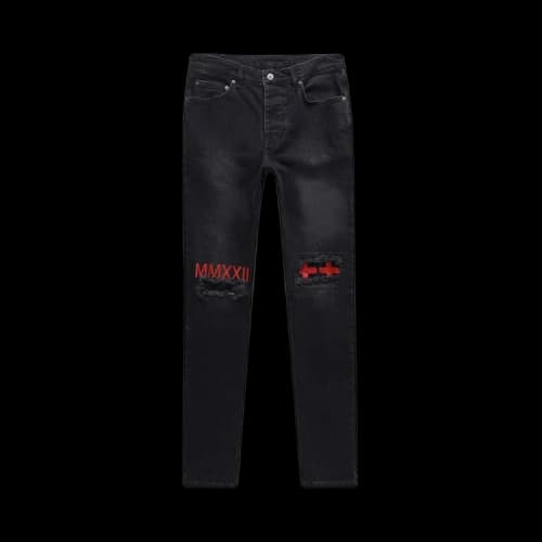 Ksubi World Tour Embroidered Skinny Jeans Black Denim