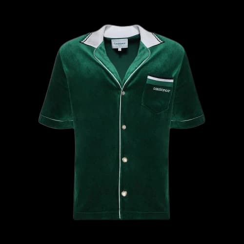 Casablanca Short-Sleeve Velour Shirt 'Evergreen'